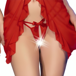 Chilirose - Cr 4696 Babydoll & String Sans Crotchless Rouge L/Xl